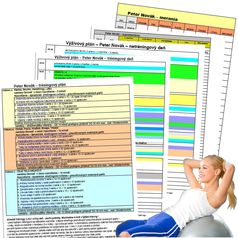 Kompletný program na chudnutie - jedálniček, tréningový plán, suplementačný plán.