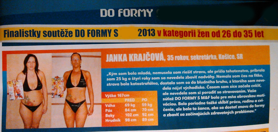 Janka Krajčová - finalistka súťaže - Do formy s fitnes časopisom 2013