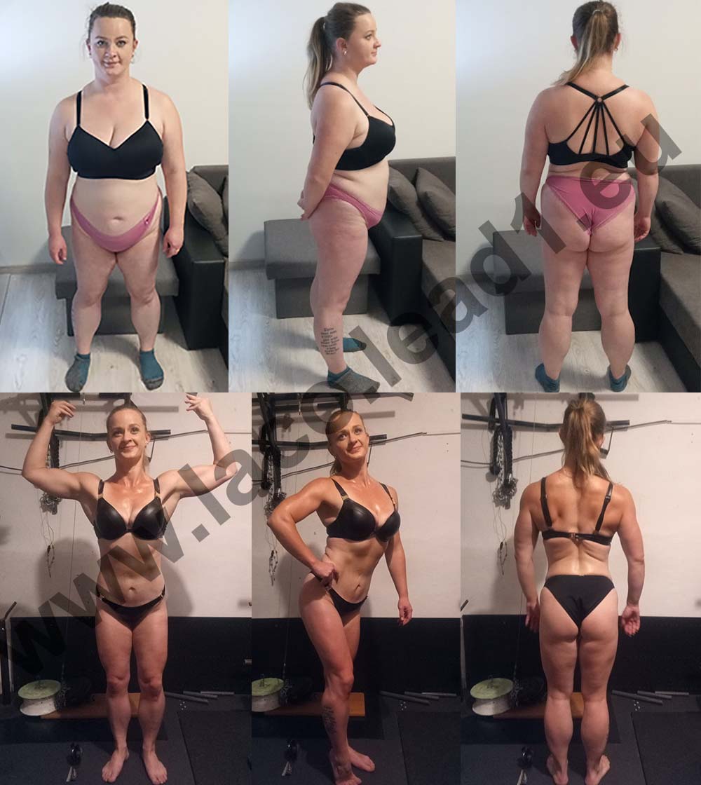 Porovnanie v -základných postojoch-. Hore: december 2021 - 83 kg, dole: júl 2022 - 57 kg