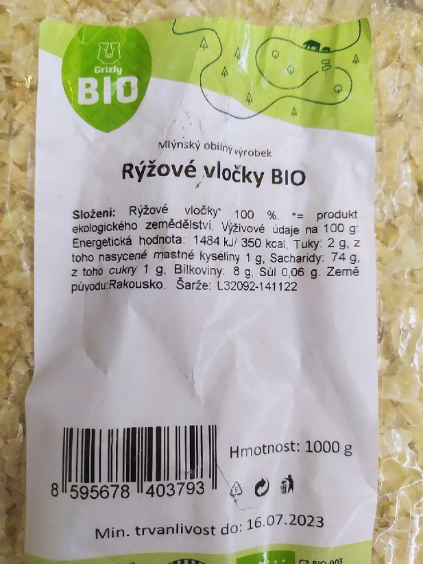 Ryžové vločky Bio -  Grizly